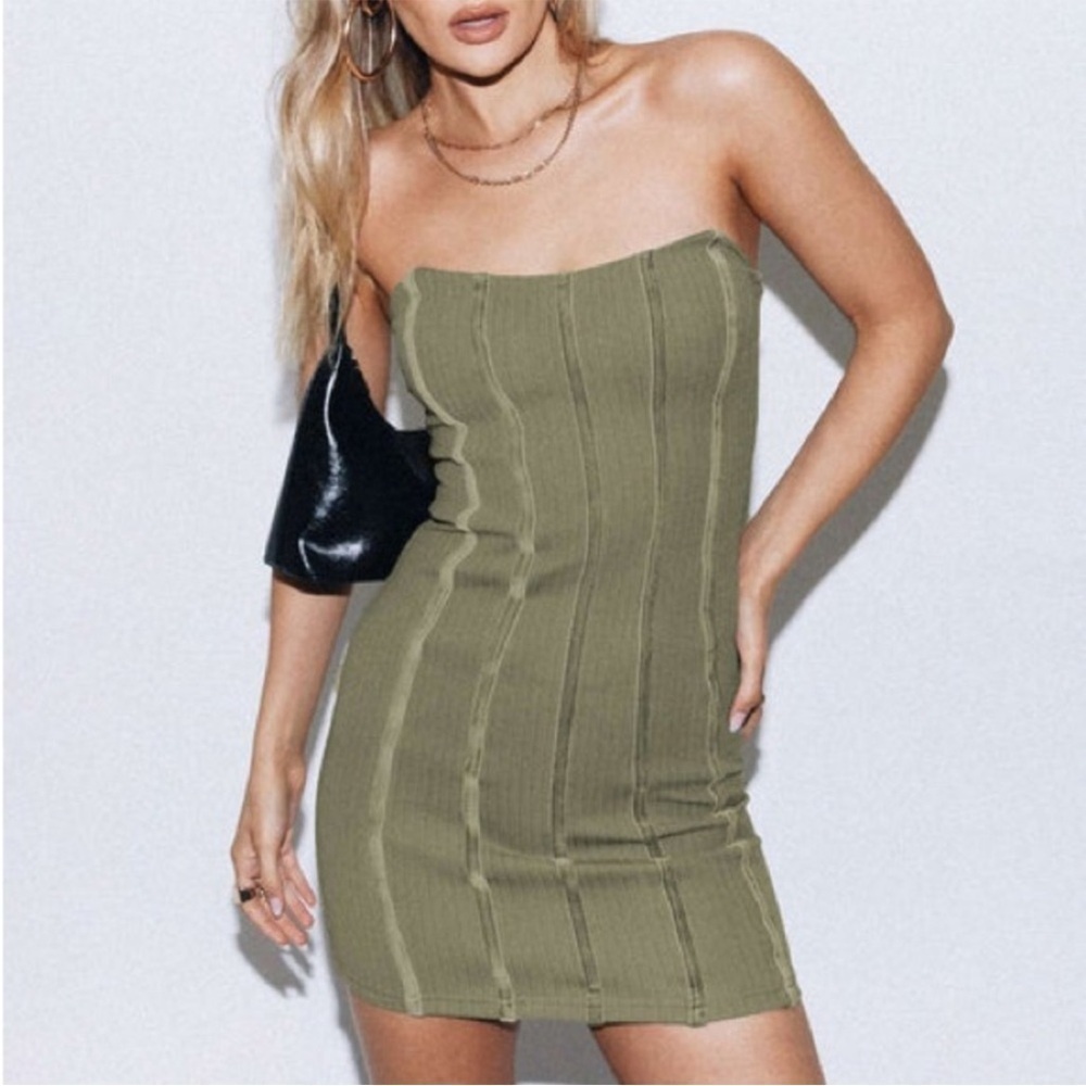 Princess Polly Tristan Olive Strapless Dress